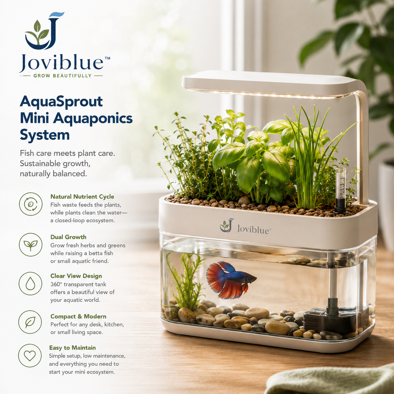 Joviblue™ EcoCurrent Living Aquaponic Garden